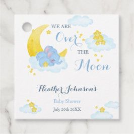 Över Månen Elefant Bebis Babyshower Gåvor Etiketter