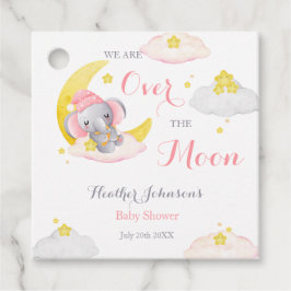 Över Månen Elefantflicka Baby Shower Gåvor Etiketter