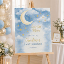 Över månen för välkomstskylt för baby shower