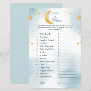 Över månen Gissa priset pojke baby shower spel