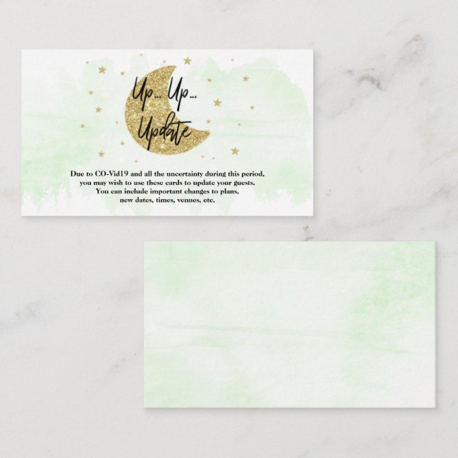 Över Månen | Neutrala Uppdateringskort för Baby Sh Tilläggskort (Fram/baksida)