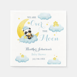 Över Månen Panda Björn Pojke Babyfirande Pappersservett