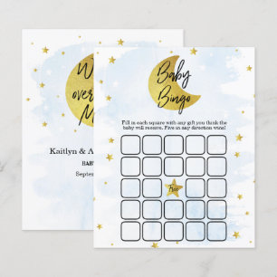 Över månen Pojkarnas baby shower bingo