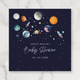 Över Månen Pojke Baby Shower Fest Space Galax Gåvor Etiketter