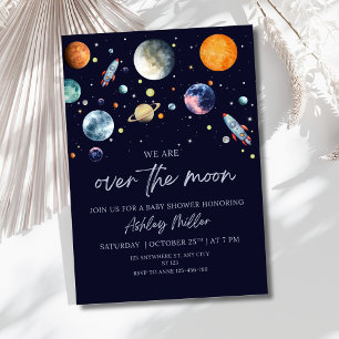 Över månen pojke baby shower inbjudan, Celestial Inbjudan