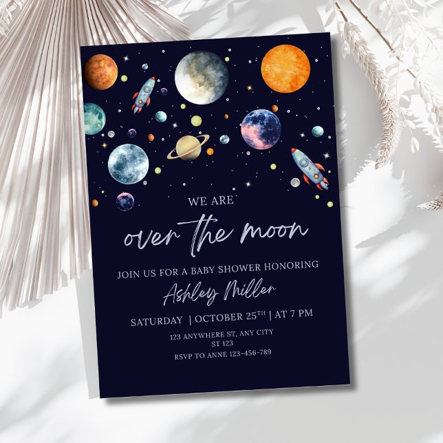 Över månen pojke baby shower inbjudan, Celestial Inbjudan (Skapare uppladdad)