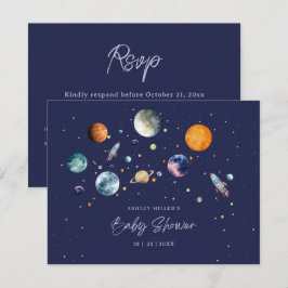 Över Månen Pojke Babyshower Fest Space Galax OSA Kort