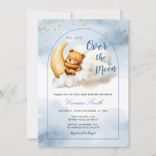 Över månen pojke flicka baby shower inbjudan