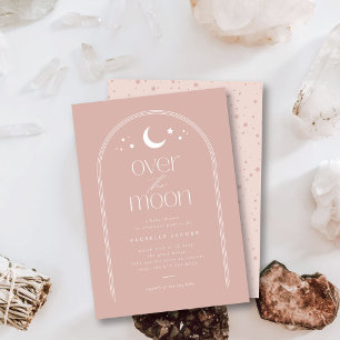 Över månen rodnad boho baby shower inbjudan