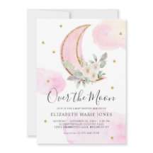 Över månen rosa guld drömtjej baby shower