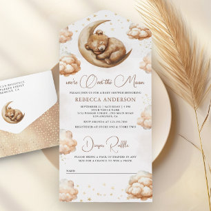 Över månen sovande teddybjörn boho baby shower