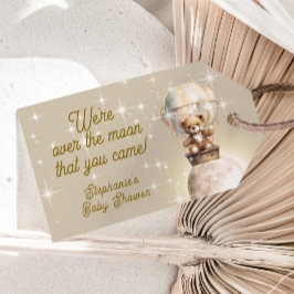 Över månen Teddybjörn Celestiala baby shower Presentetikett