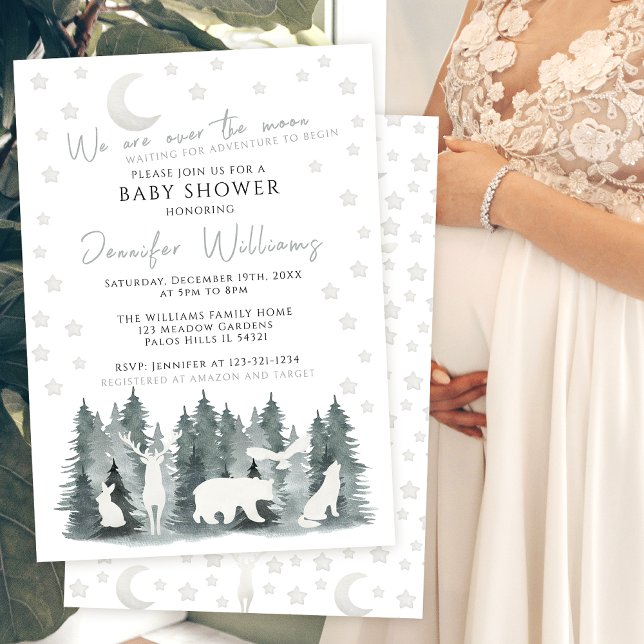 Över månens äventyr baby shower inbjudan (Skapare uppladdad)