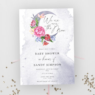 Över månens blommor Baby shower Inbjudningar