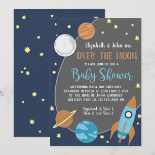 Över månerymdenbaby shower inbjudningar