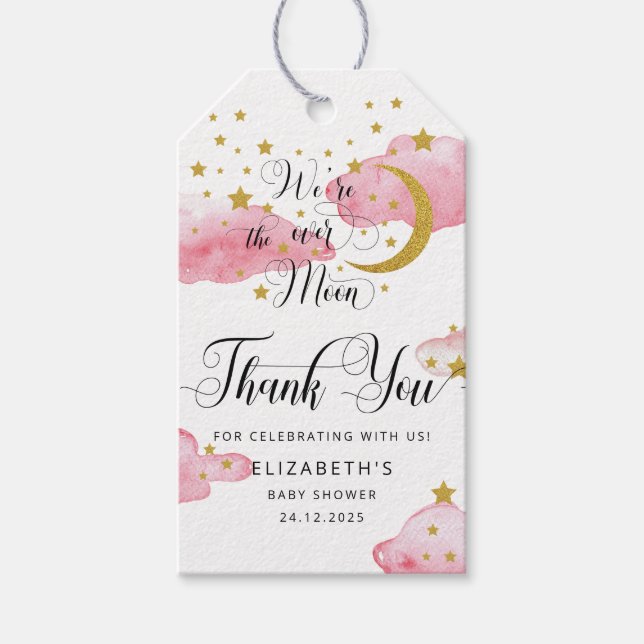 Över Märkrna för babyskor i Måne Presentetikett (Framsidan)