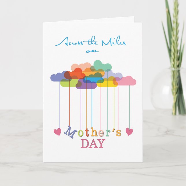 Över Miles, Cute Mors dag Rainbow Clouds Kort (Framsida)