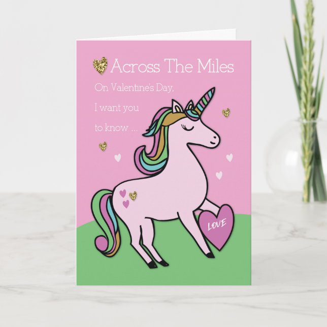 Över Miles Magic Unicorn Valentine Day Kort (Framsida)