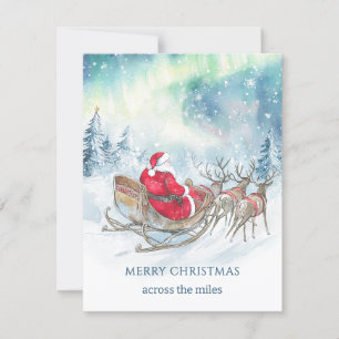 Över Miles Santa Reindeers Sleigh-jul Julkort