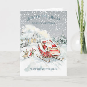 Över Miles Santa Sleigh-julen Helgkort