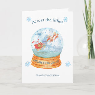 Över Miles Snö Globe Santa Sleigh-julen Helgkort