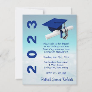 Över molnen Royalet Blue & Teal Studenten Inbjudningar
