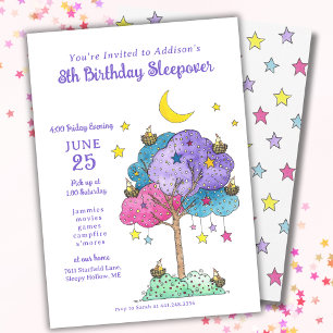 Över natten Sleepover Birthday Slumber Party Inbjudningar