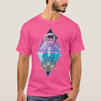 Över och under Astronaut Space Helmet Diver Divin T Shirt