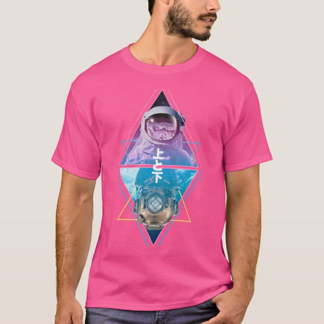 Över och under Astronaut Space Helmet Diver Divin T Shirt (Framsida)