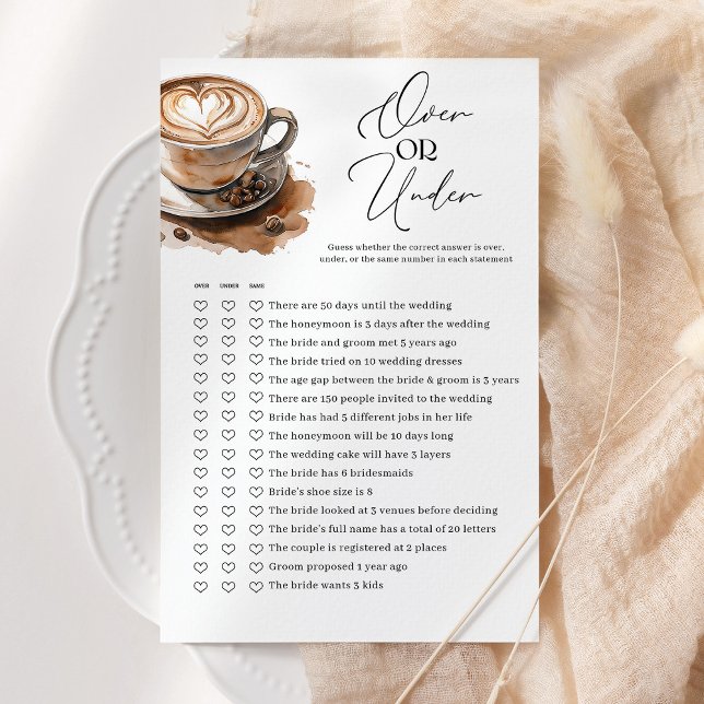 Over or Under Coffee Bridal Shower Game (Skapare uppladdad)