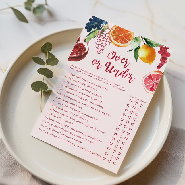 Over or Under Off the Market Bridal Shower game (Skapare uppladdad)