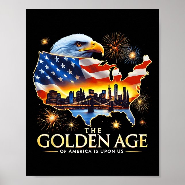 Över oss rolig Trump Guldörn Den gyllene tidsålder Poster (Framsidan)