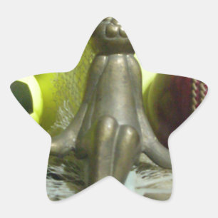 Över planen och Kreta: Fotbollskricketblandning Stjärnformat Klistermärke