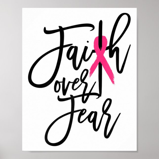 Över rädslan Kor Breast Cancer Awareness Christian Poster (Framsidan)
