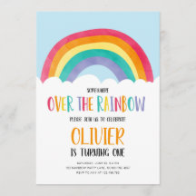 Över Rainbow Blue Boy Birthday-inbjudan