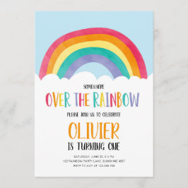 Över Rainbow Blue Boy Birthday-inbjudan Inbjudningar