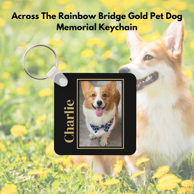 Över Rainbow Bridge Guld Pet Hund Memorial Nyckelring (Skapare uppladdad)