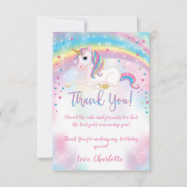 Över Rainbow Födelsedagsfest Unicorn Tack Kort