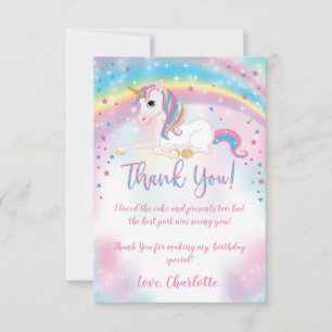 Över Rainbow Födelsedagsfest Unicorn Tack Kort