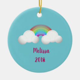 Över regnbågeflickaprydnaden julgransprydnad keramik