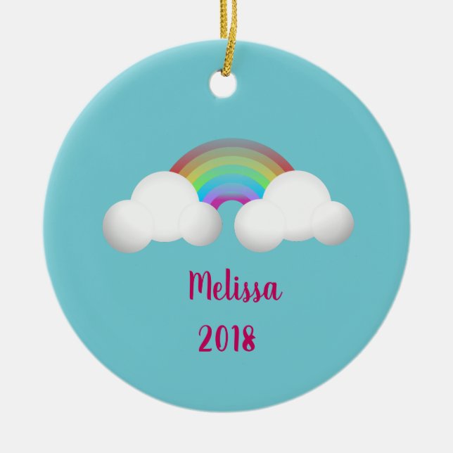 Över regnbågeflickaprydnaden julgransprydnad keramik (Framsidan)