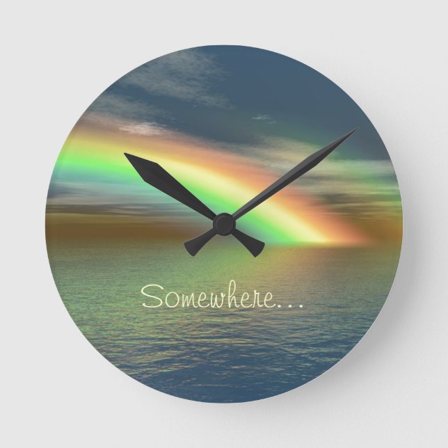 Över regnbågen rund klocka (Framsida)