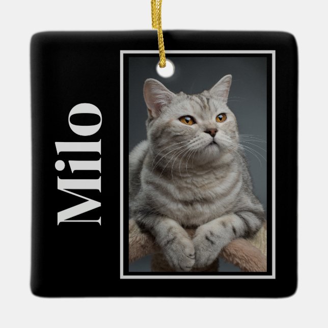 Över regnbågsbron Silver Pet Cat Memorial Julgransprydnad Keramik (Framsida)