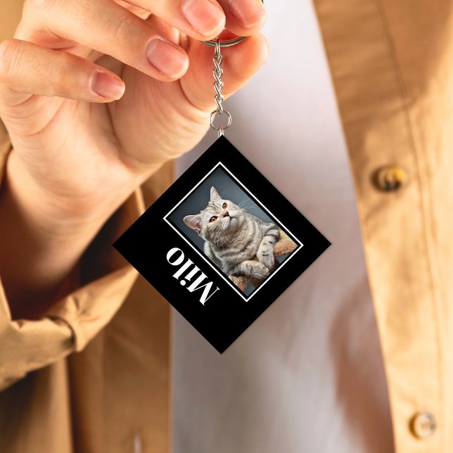 Över regnbågsbron Silver Pet Cat Memorial Nyckelring (Skapare uppladdad)