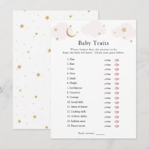 Över Rosa Baby Train Shower Game Card över Måne Inbjudningar