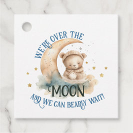 Över skuvret vid Nallen Måne Pojke Gåvor Etiketter