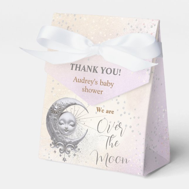 Över Tält favoritbox för Unisex-babyskor i Måne Presentaskar (Framsidan Sidan)