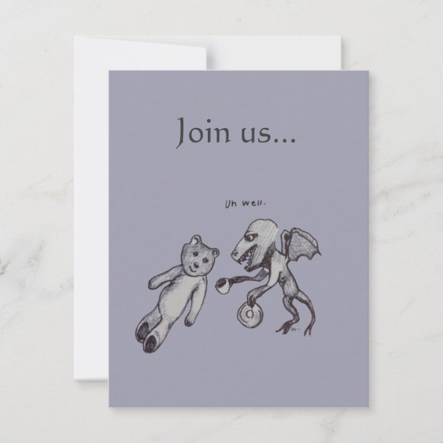 Över Tea Dragon och Bear Inbjudningar (Framsida)