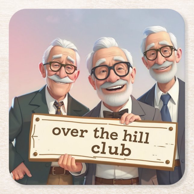 Over The Hill Club Underlägg Papper Kvadrat (Framsidan)