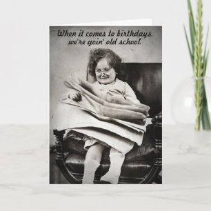 Over the Hill Old School Vintage Funny Birthday Kort